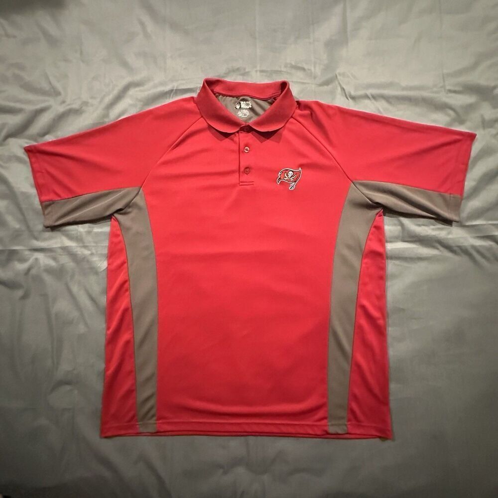 Tampa Bay Buccaneers Shirt Mens 2XL Short Sleeve Polo Red NFL Football Button